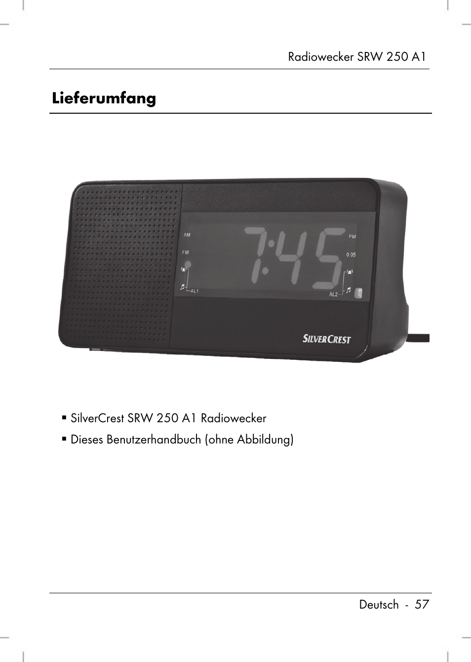 Lieferumfang | Silvercrest SRW 250 A1 User Manual | Page 59 / 108