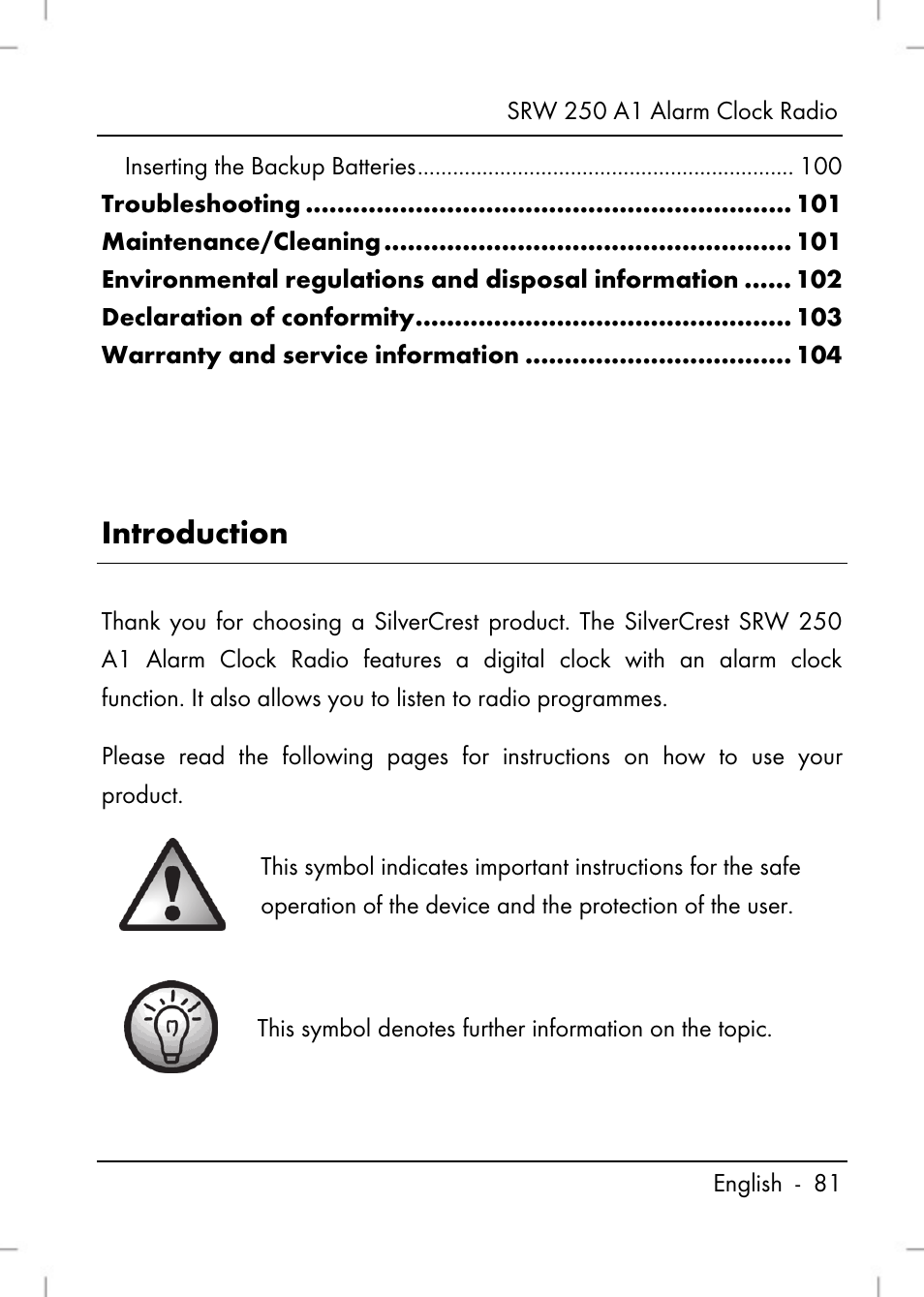 Introduction | Silvercrest SRW 250 A1 User Manual | Page 83 / 108
