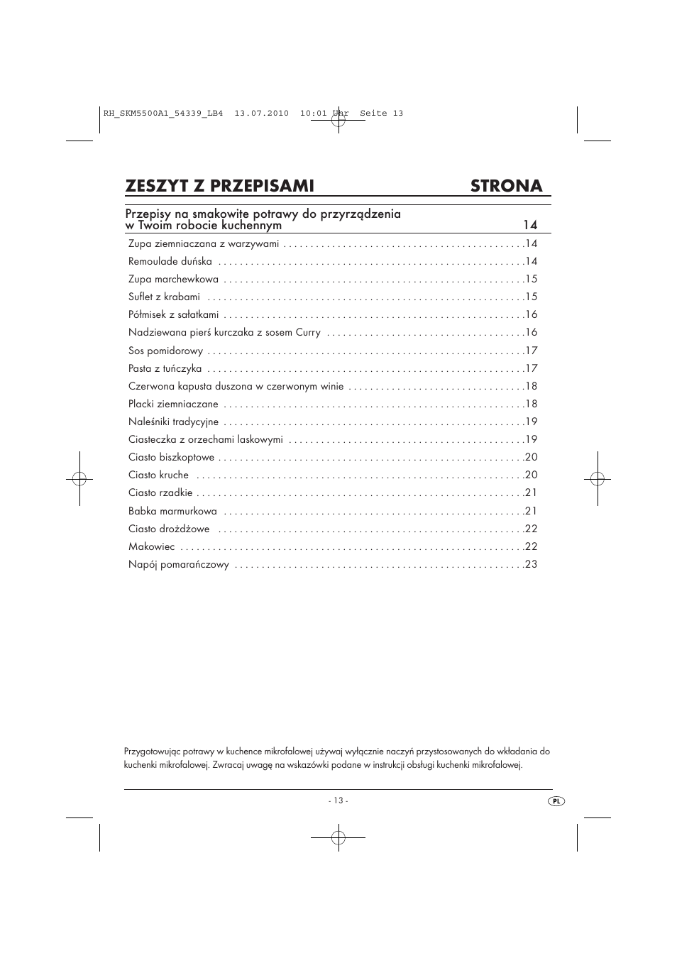 Zeszyt z przepisami strona | Silvercrest SKM 550 A1 User Manual | Page 14 / 84