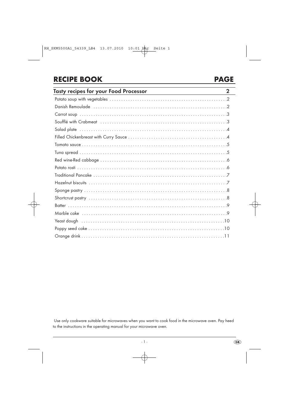 Recipe book page, Tasty recipes for your food processor 2 | Silvercrest SKM 550 A1 User Manual | Page 2 / 84