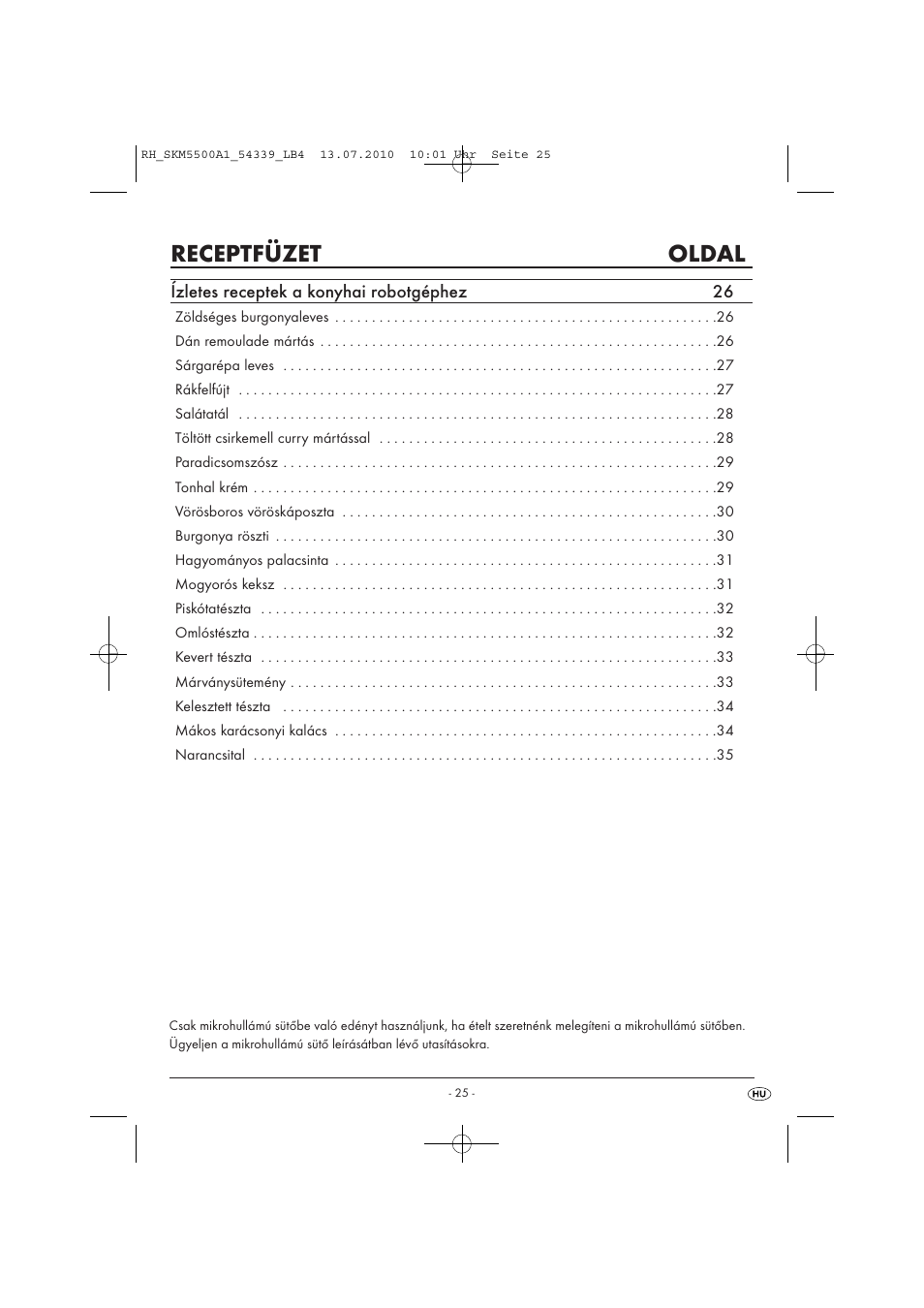 Receptfüzet oldal, Ízletes receptek a konyhai robotgéphez 26 | Silvercrest SKM 550 A1 User Manual | Page 26 / 84