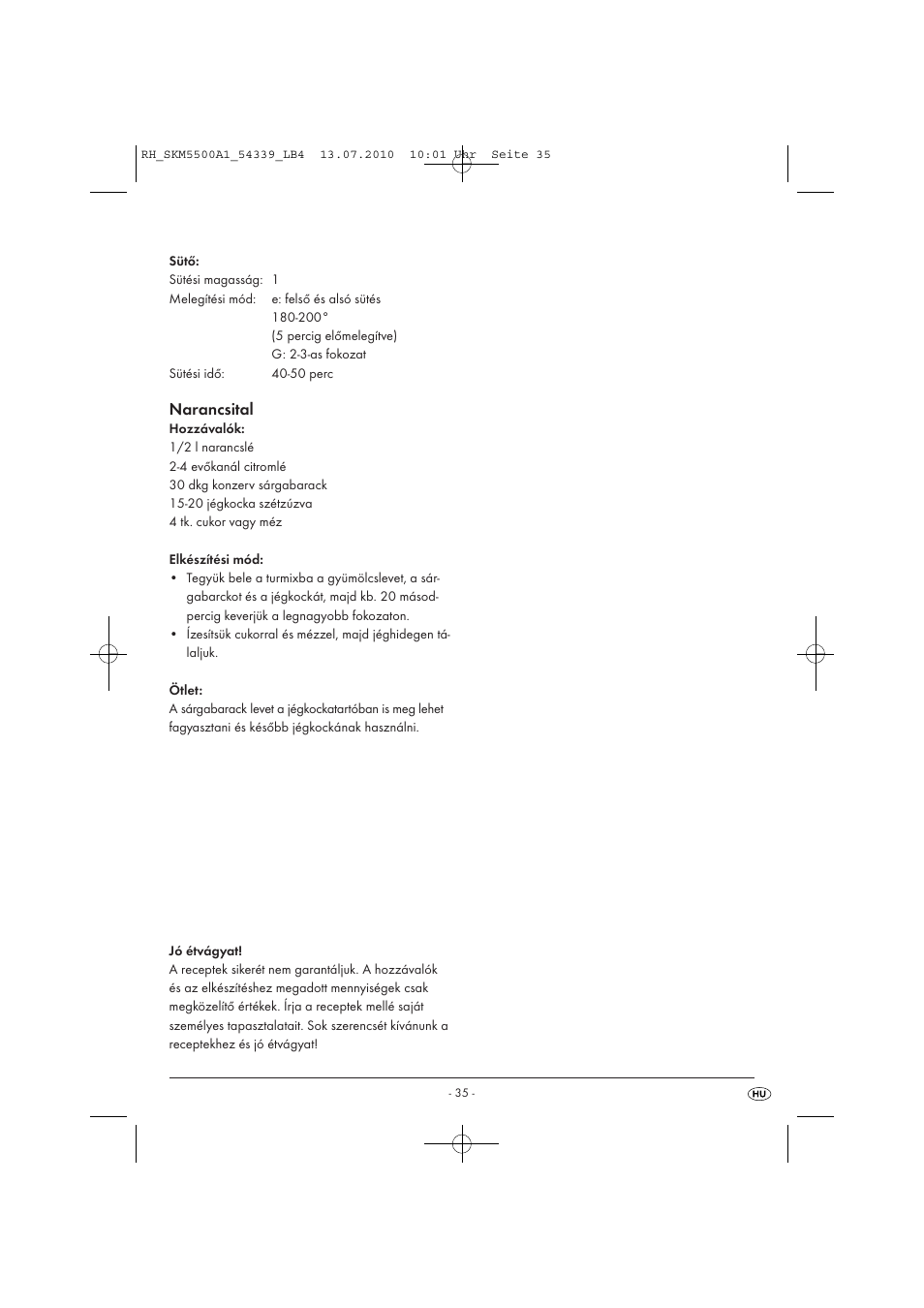 Narancsital | Silvercrest SKM 550 A1 User Manual | Page 36 / 84