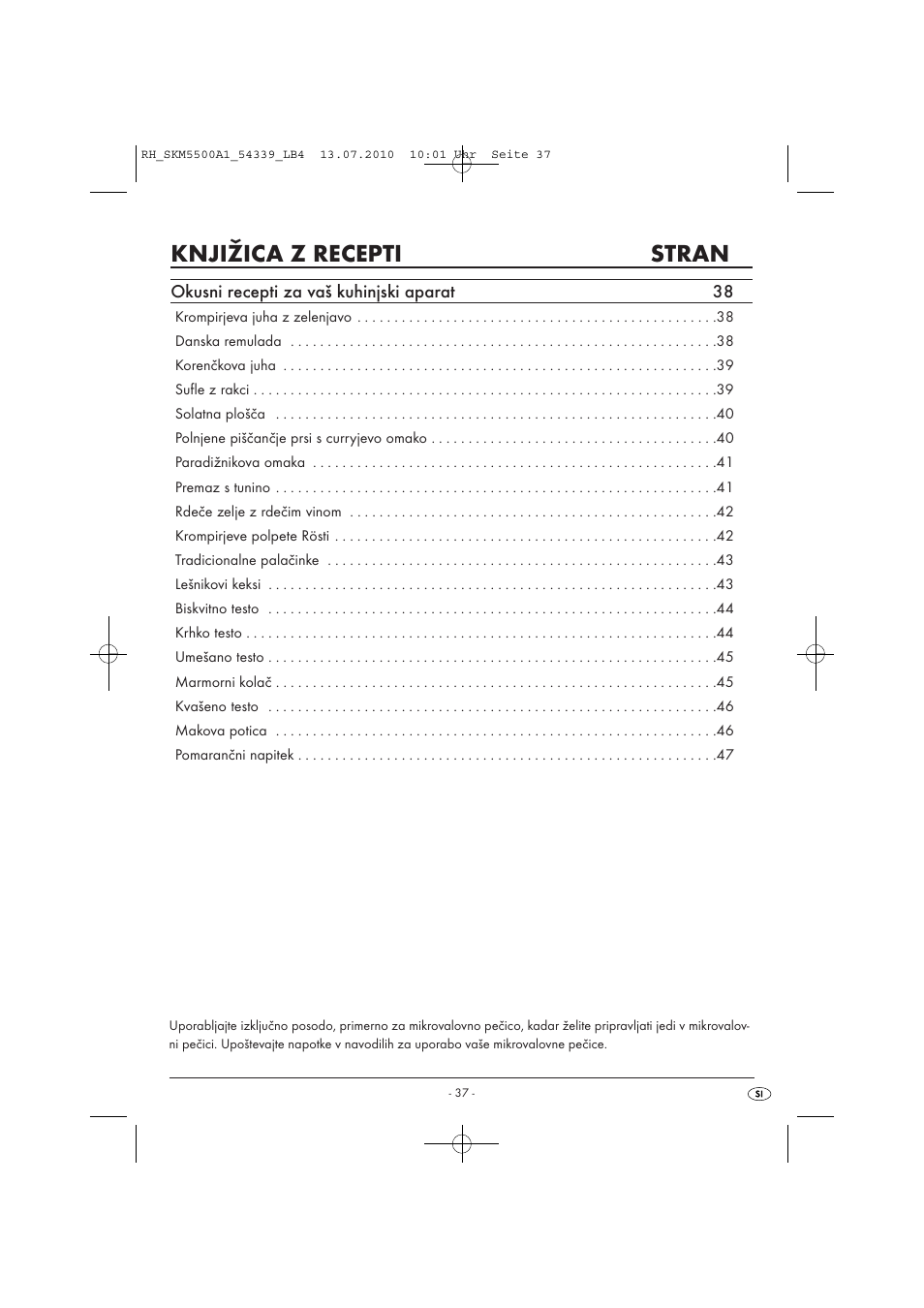 Knjižica z recepti stran, Okusni recepti za vaš kuhinjski aparat 38 | Silvercrest SKM 550 A1 User Manual | Page 38 / 84