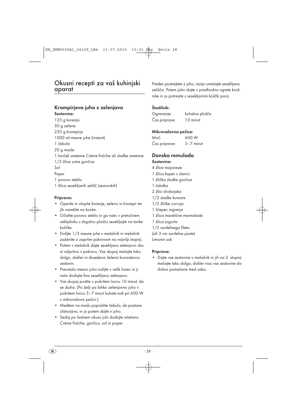 Okusni recepti za vaš kuhinjski aparat | Silvercrest SKM 550 A1 User Manual | Page 39 / 84