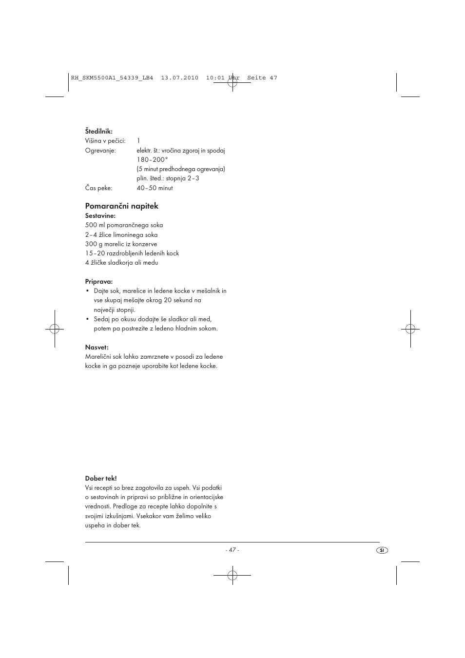 Pomarančni napitek | Silvercrest SKM 550 A1 User Manual | Page 48 / 84