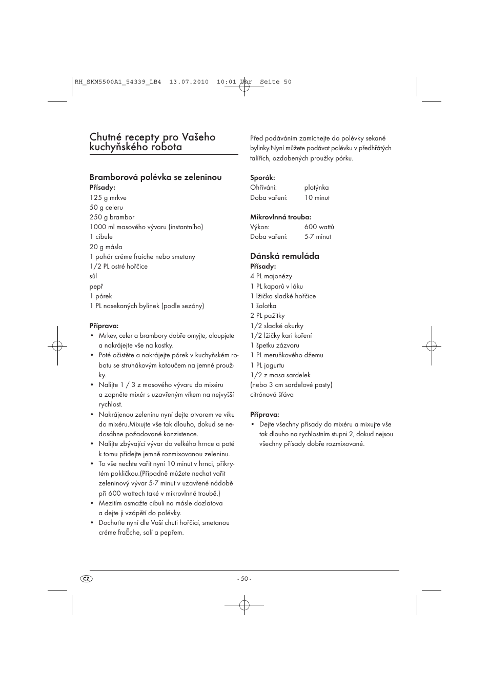 Chutné recepty pro vašeho kuchyňského robota | Silvercrest SKM 550 A1 User Manual | Page 51 / 84