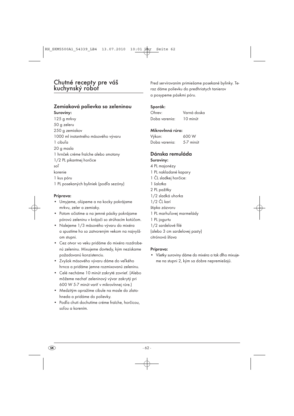 Chutné recepty pre váš kuchynský robot | Silvercrest SKM 550 A1 User Manual | Page 63 / 84