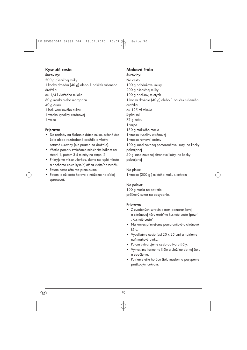 Kysnuté cesto, Maková štóla | Silvercrest SKM 550 A1 User Manual | Page 71 / 84