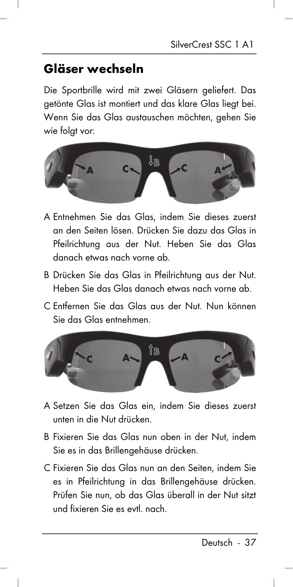 Gläser wechseln | Silvercrest SSC 1 A1 User Manual | Page 39 / 74