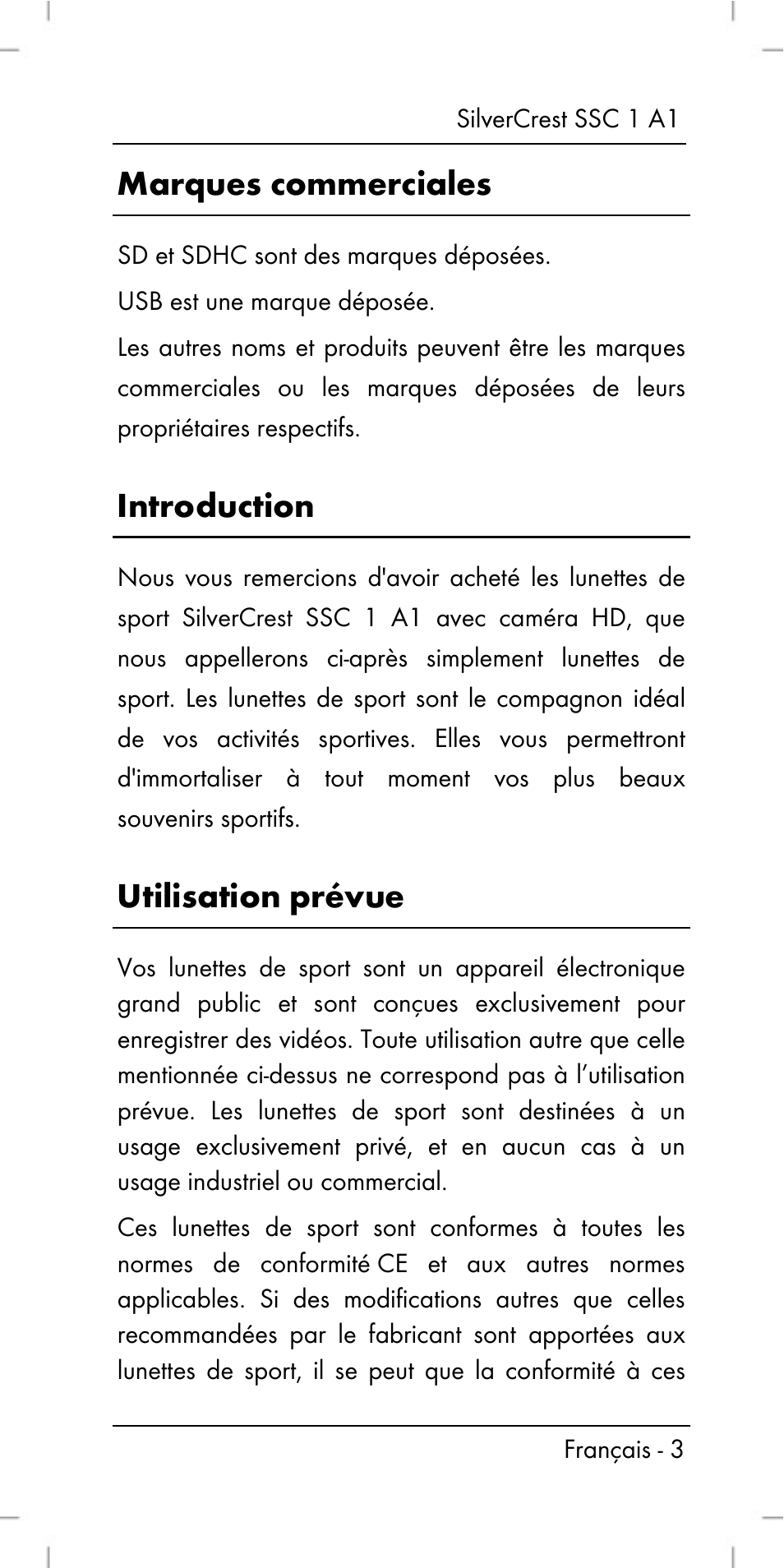 Marques commerciales, Introduction, Utilisation prévue | Silvercrest SSC 1 A1 User Manual | Page 5 / 74