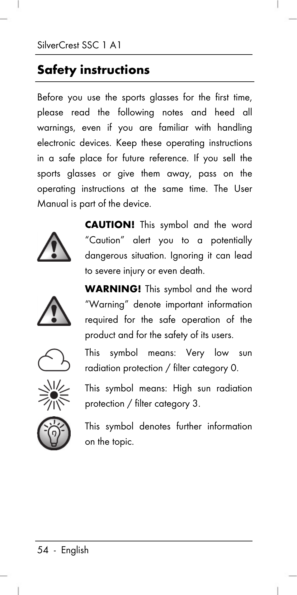 Safety instructions | Silvercrest SSC 1 A1 User Manual | Page 56 / 74