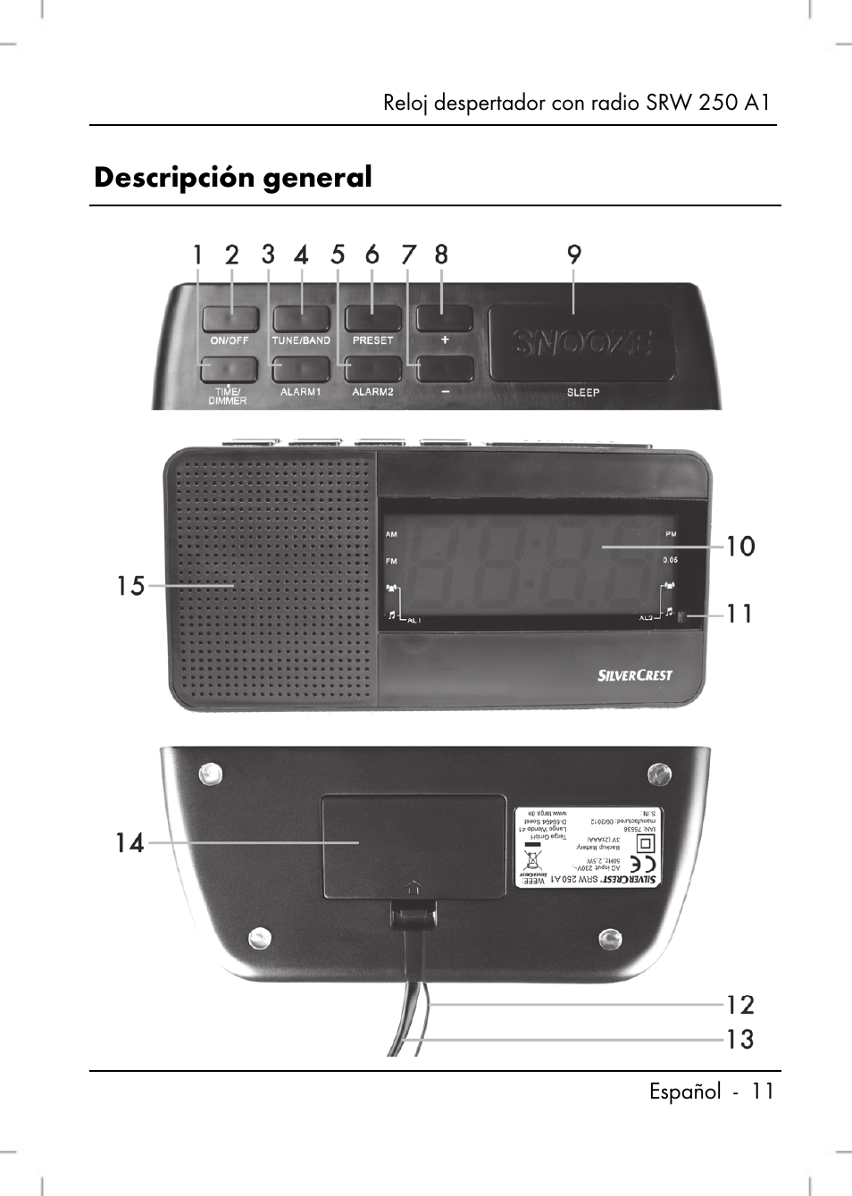Descripción general | Silvercrest SRW 250 A1 User Manual | Page 13 / 108