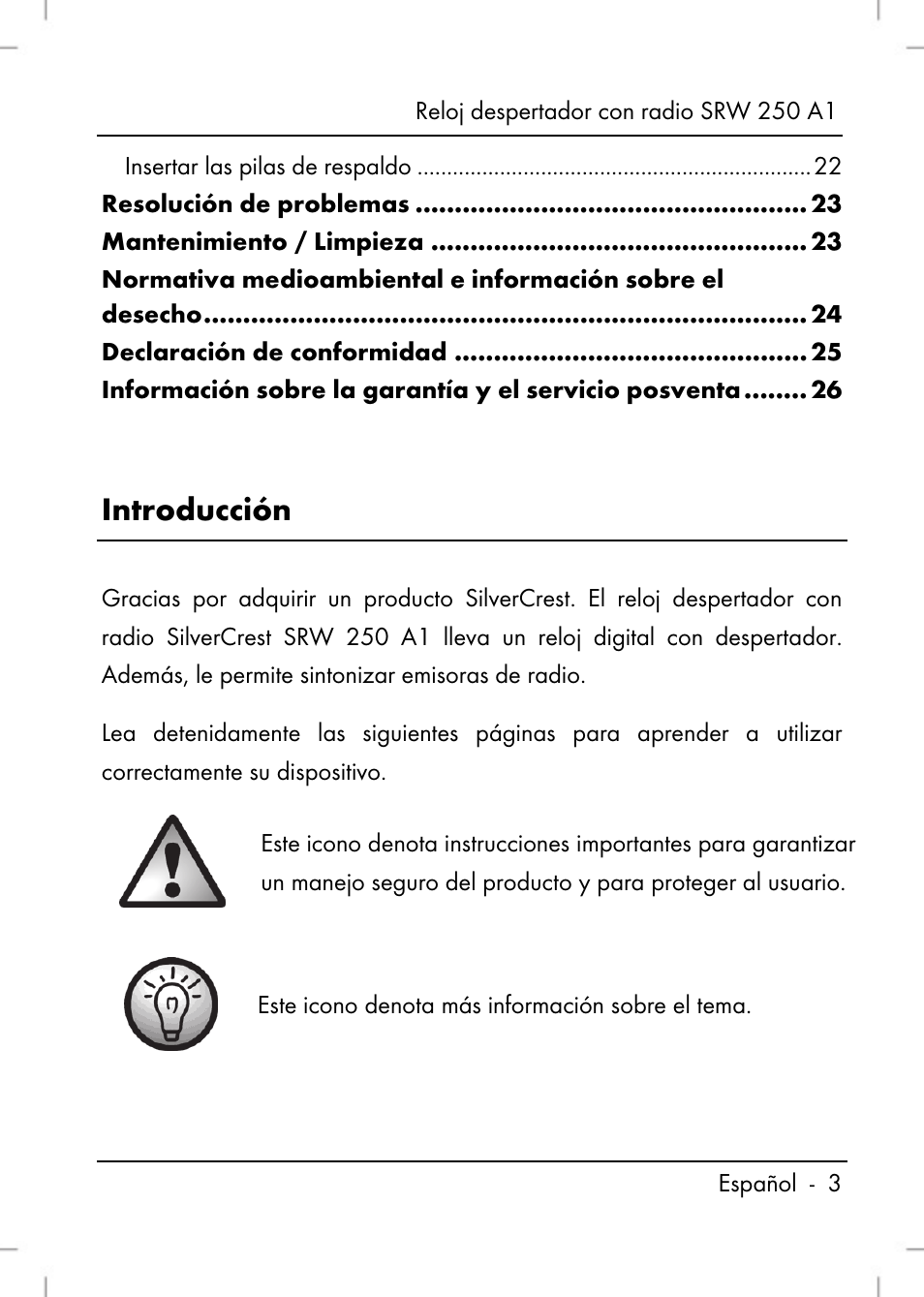 Introducción | Silvercrest SRW 250 A1 User Manual | Page 5 / 108