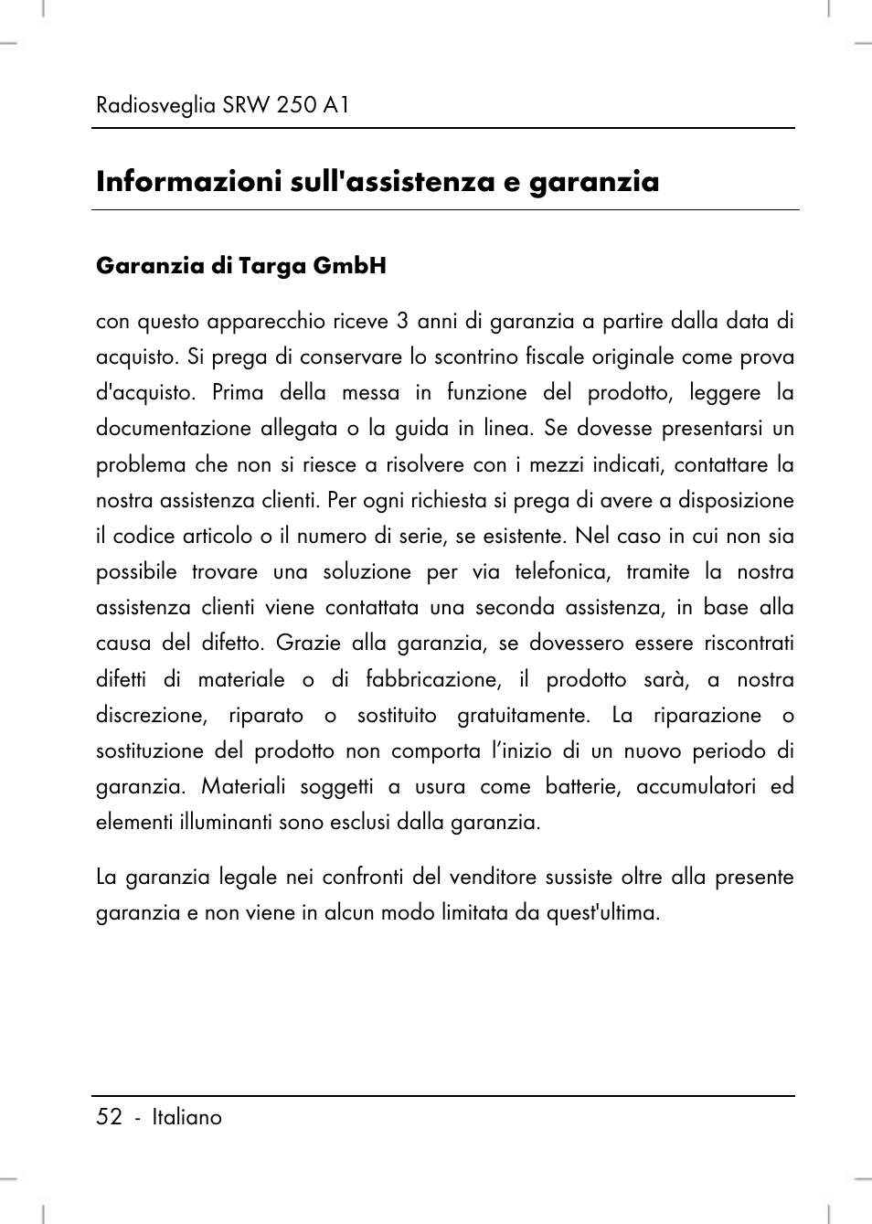 Informazioni sull'assistenza e garanzia | Silvercrest SRW 250 A1 User Manual | Page 54 / 108