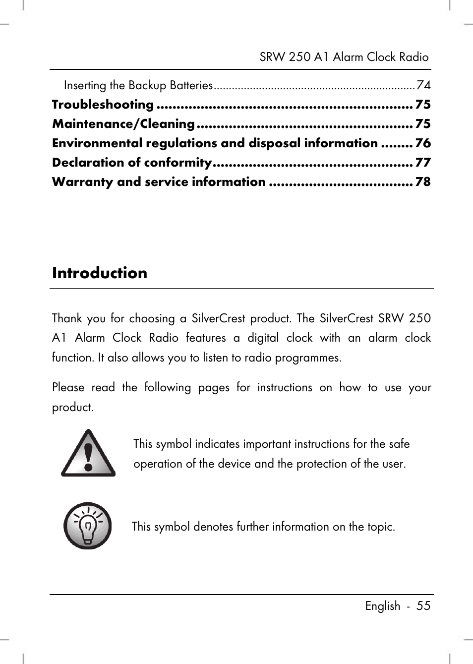 Introduction | Silvercrest SRW 250 A1 User Manual | Page 57 / 108