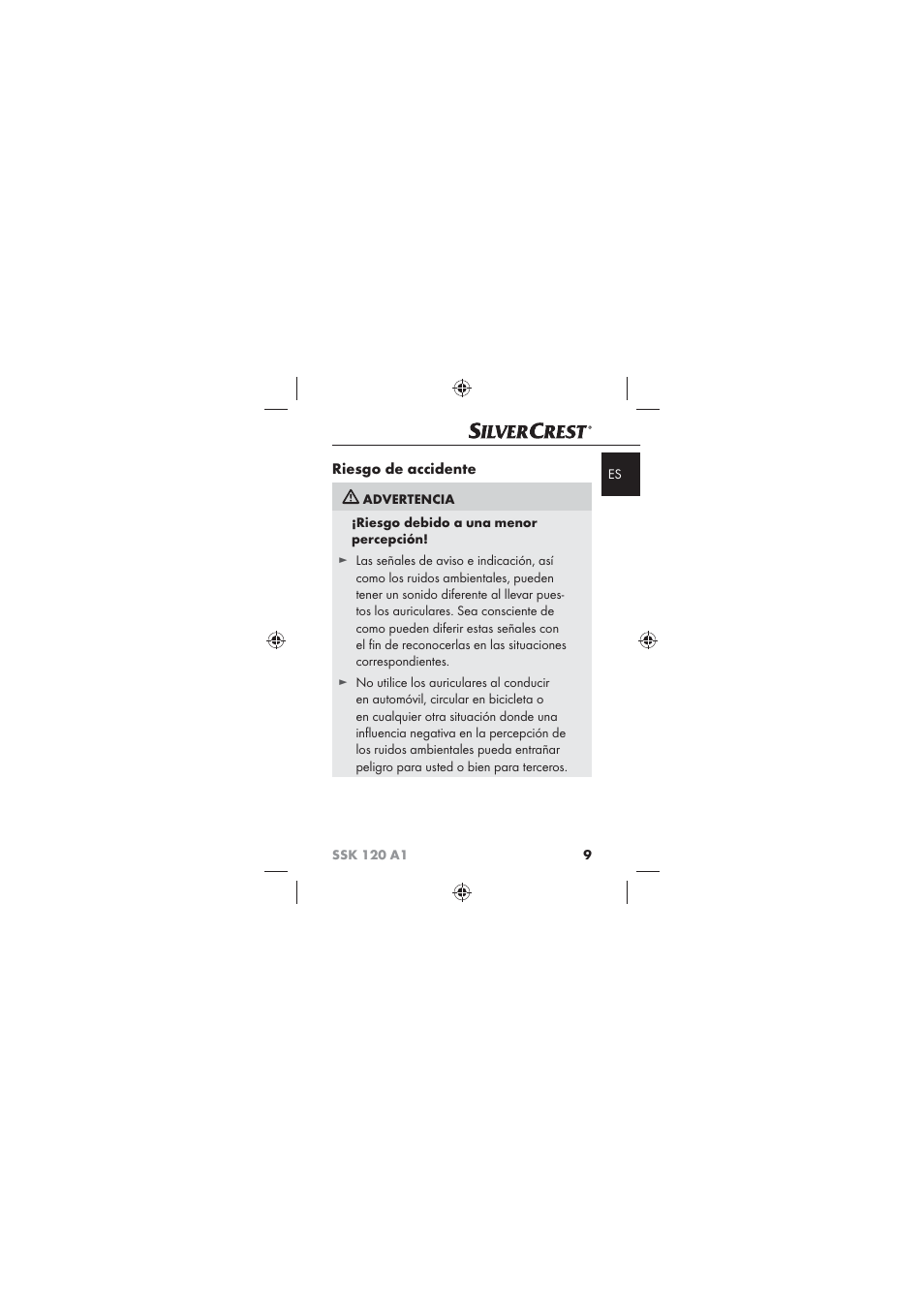 Riesgo de accidente | Silvercrest SSK 120 A1 User Manual | Page 11 / 90