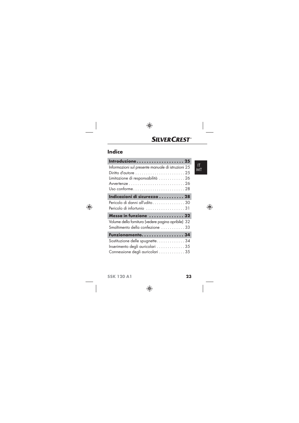 Indice | Silvercrest SSK 120 A1 User Manual | Page 25 / 90