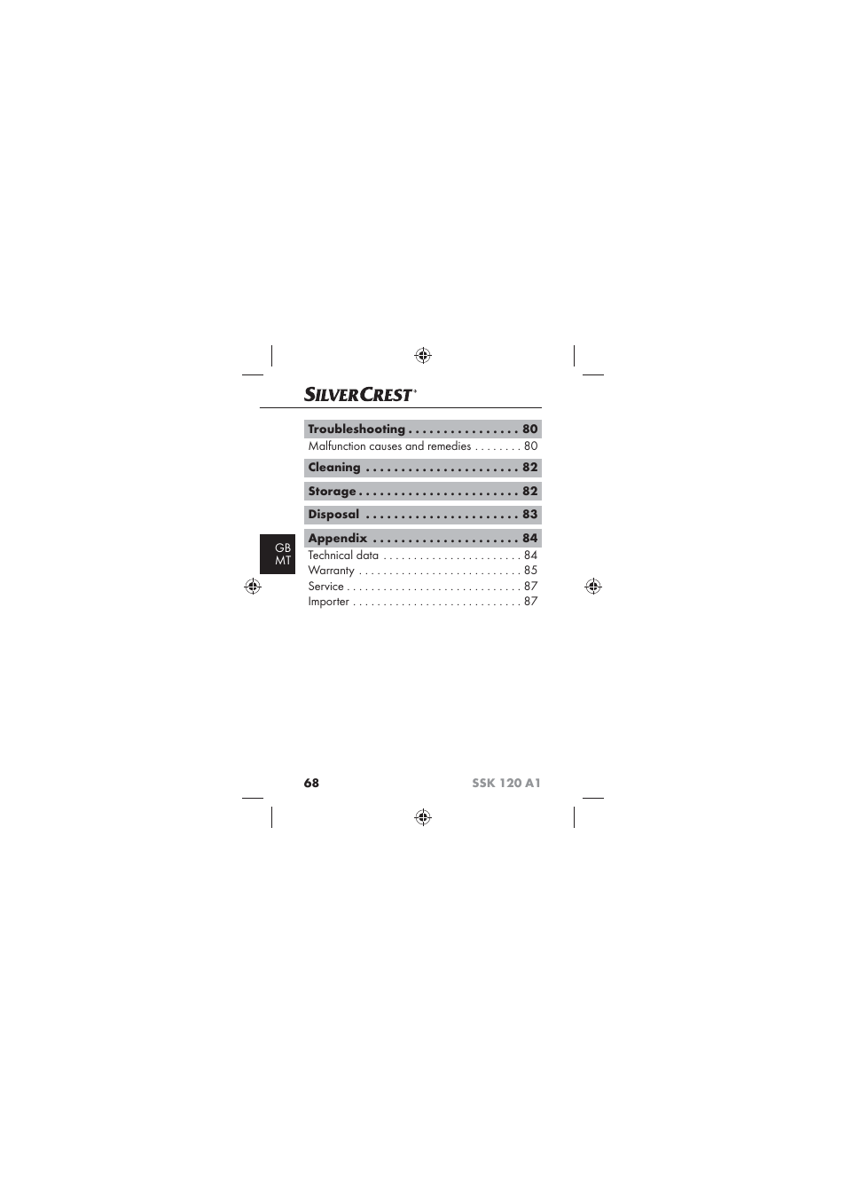 Silvercrest SSK 120 A1 User Manual | Page 70 / 90