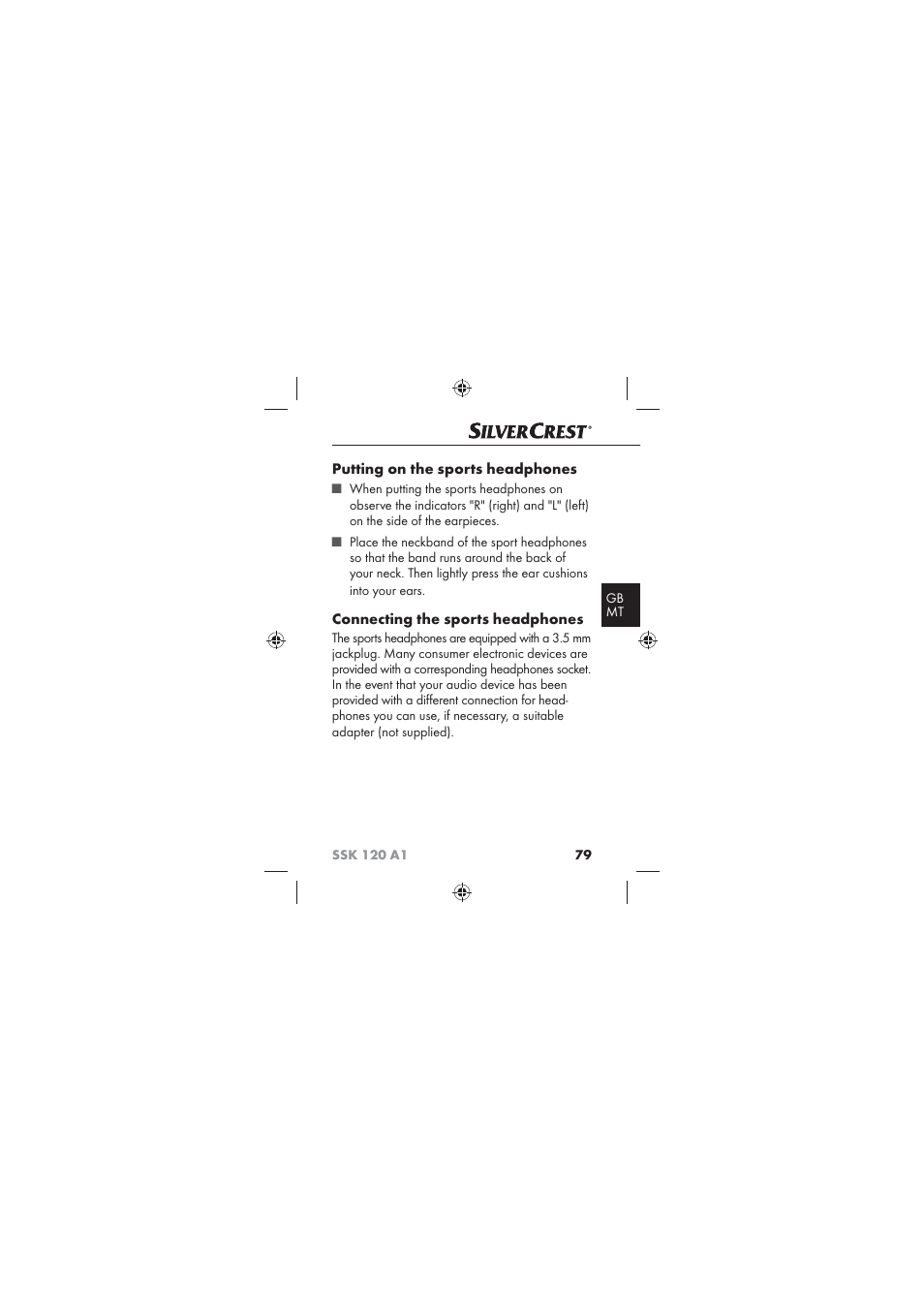 Putting on the sports headphones, Connecting the sports headphones | Silvercrest SSK 120 A1 User Manual | Page 81 / 90