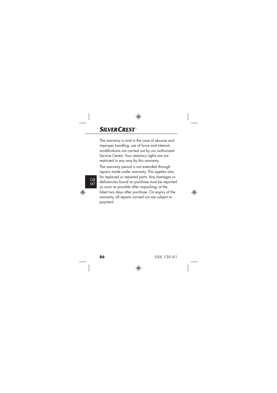 Silvercrest SSK 120 A1 User Manual | Page 88 / 90