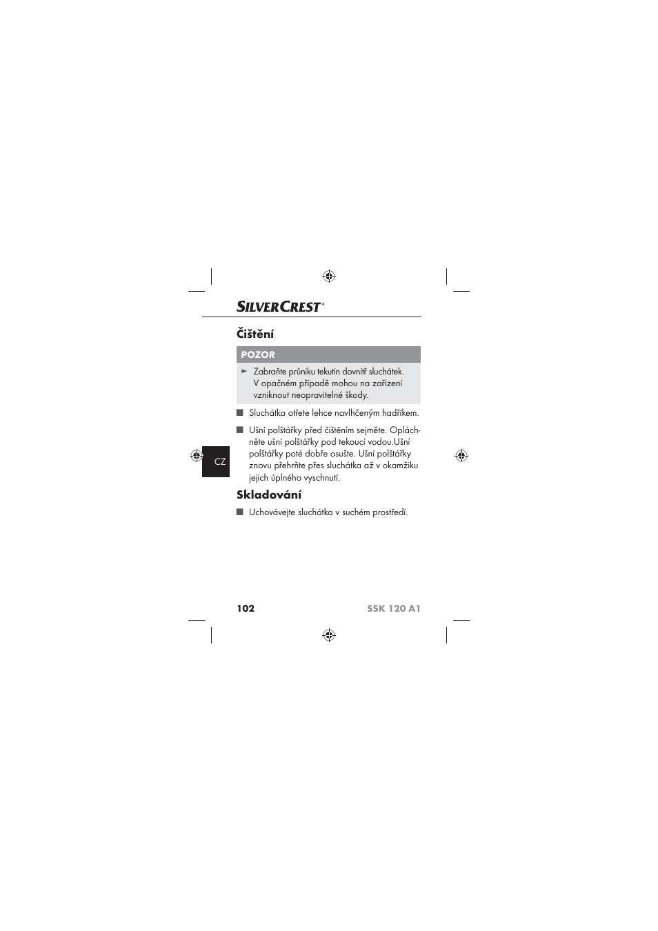 Čištění, Skladování | Silvercrest SSK 120 A1 User Manual | Page 104 / 132