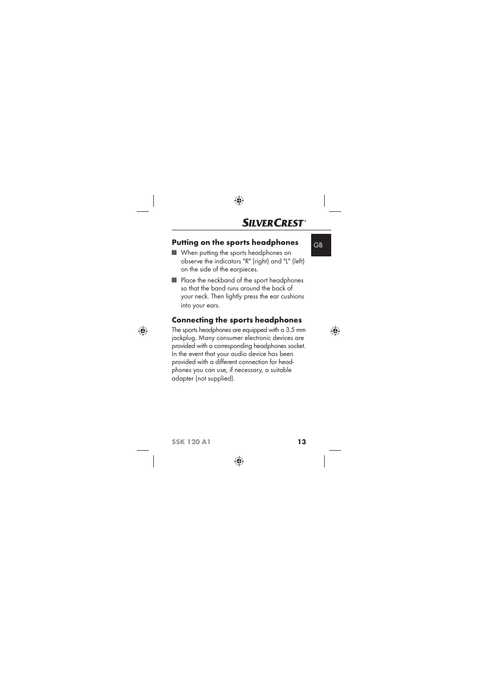 Putting on the sports headphones, Connecting the sports headphones | Silvercrest SSK 120 A1 User Manual | Page 15 / 132