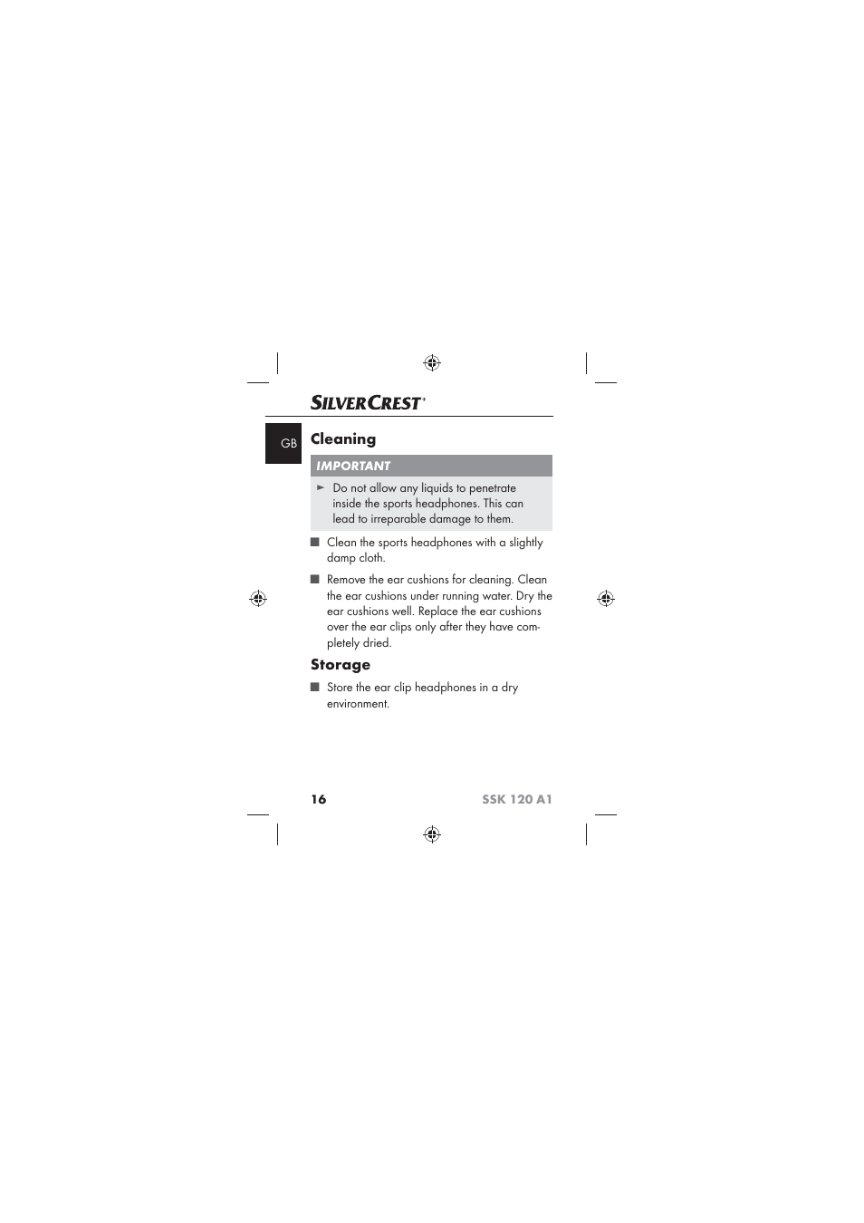 Cleaning, Storage | Silvercrest SSK 120 A1 User Manual | Page 18 / 132