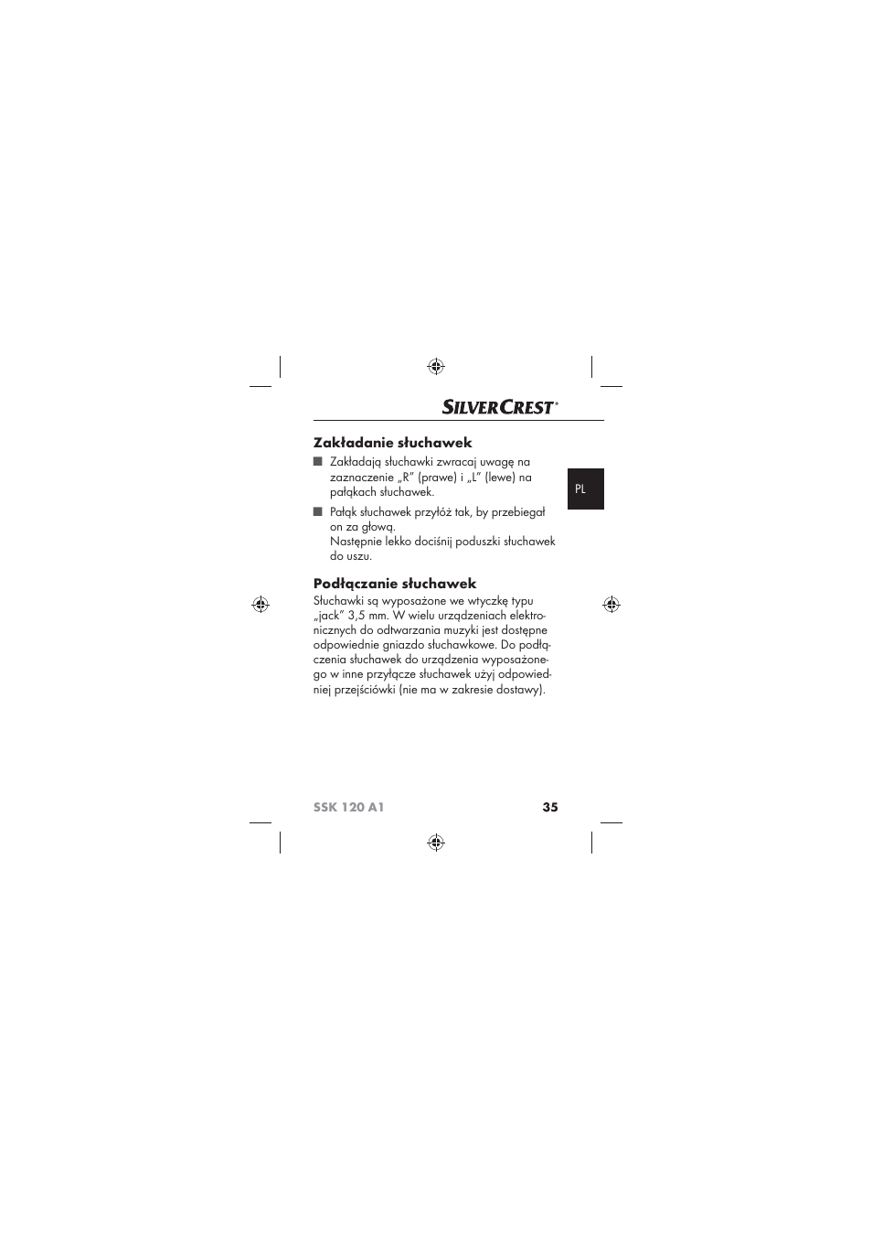 Zakładanie słuchawek, Podłączanie słuchawek | Silvercrest SSK 120 A1 User Manual | Page 37 / 132