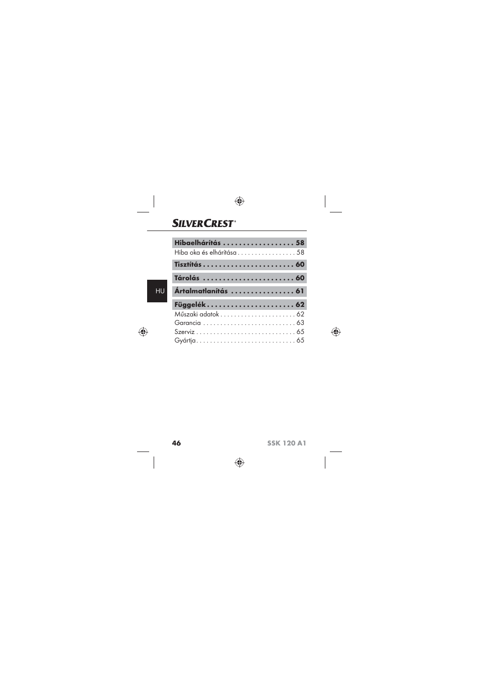 Silvercrest SSK 120 A1 User Manual | Page 48 / 132