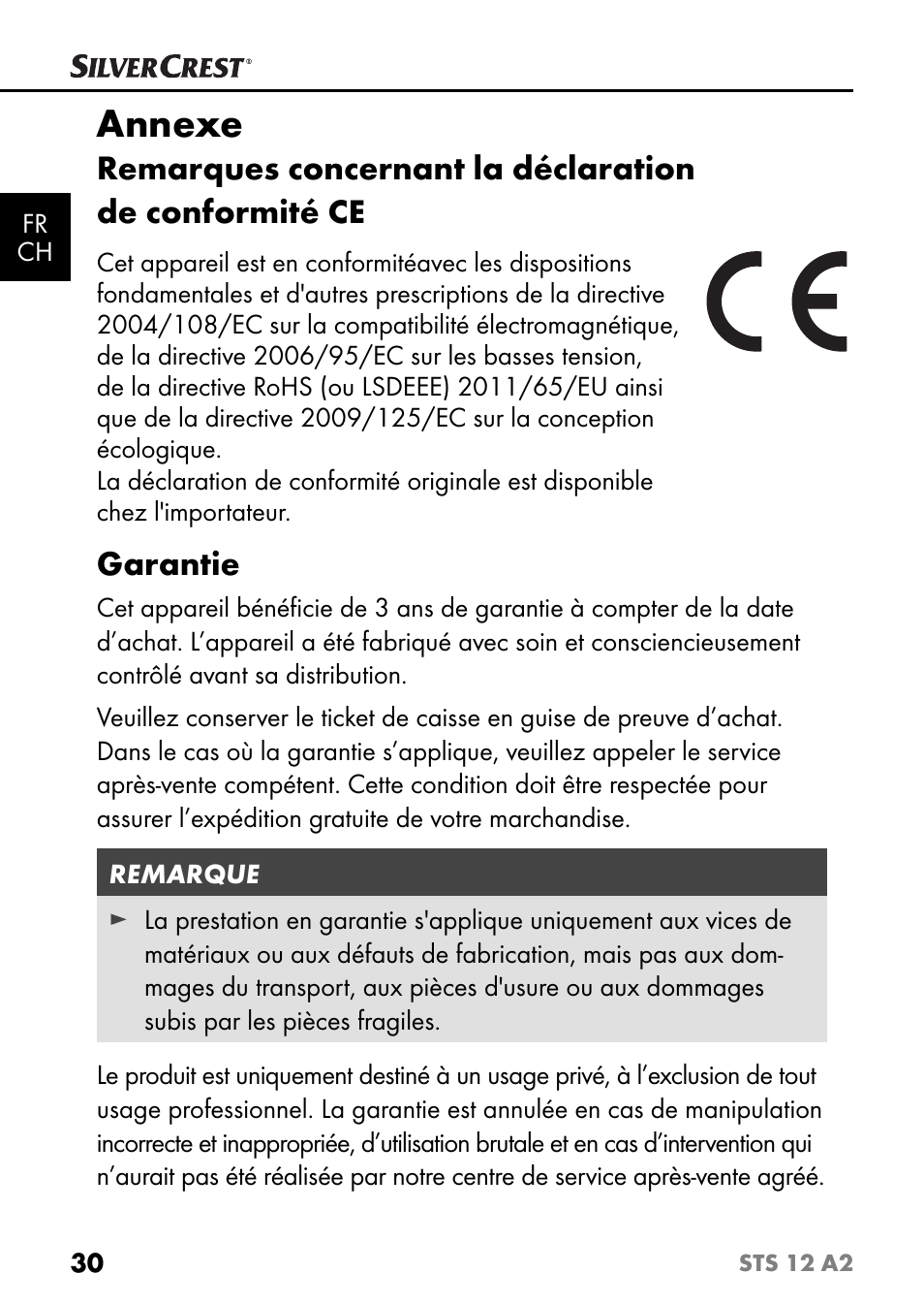 Annexe, Garantie | Silvercrest STS 12 A2 User Manual | Page 33 / 67