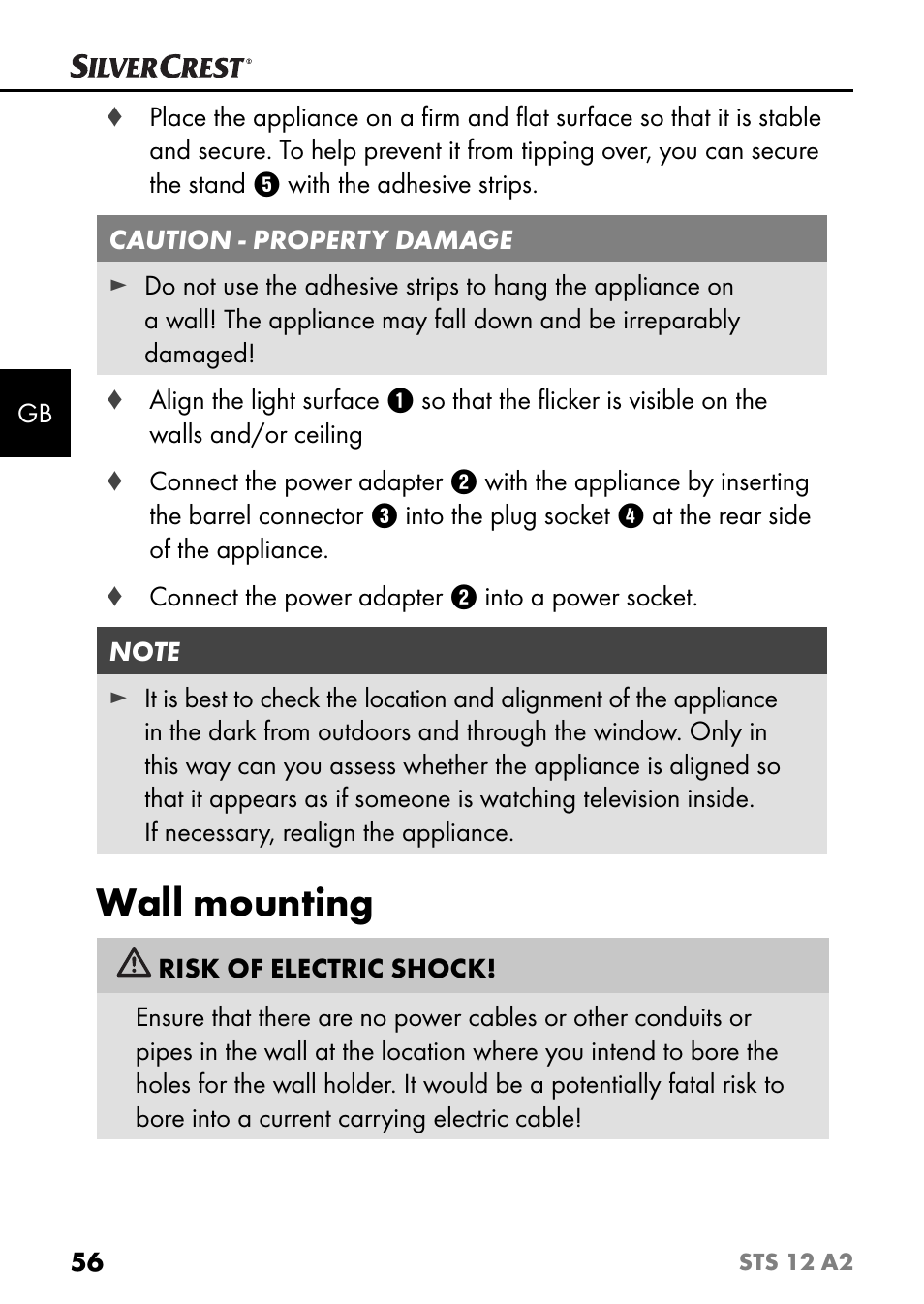Wall mounting | Silvercrest STS 12 A2 User Manual | Page 59 / 67