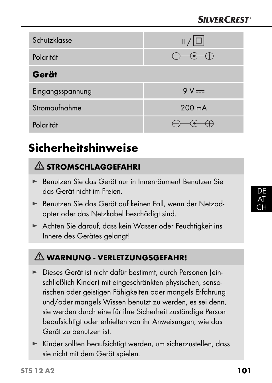 Sicherheitshinweise | Silvercrest STS 12 A2 User Manual | Page 104 / 116