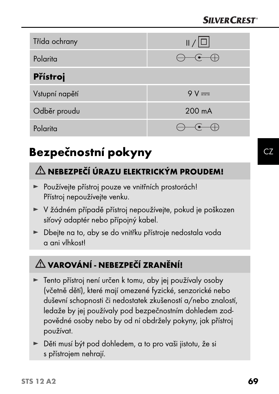 Bezpečnostní pokyny | Silvercrest STS 12 A2 User Manual | Page 72 / 116
