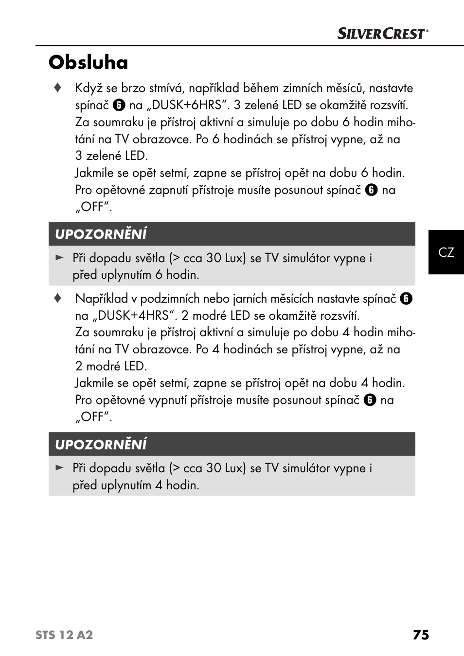 Obsluha | Silvercrest STS 12 A2 User Manual | Page 78 / 116