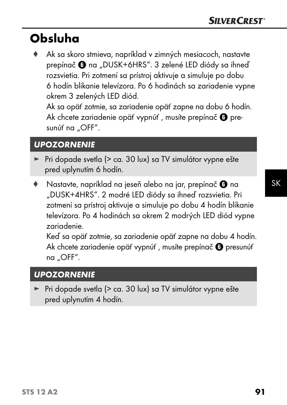 Obsluha | Silvercrest STS 12 A2 User Manual | Page 94 / 116