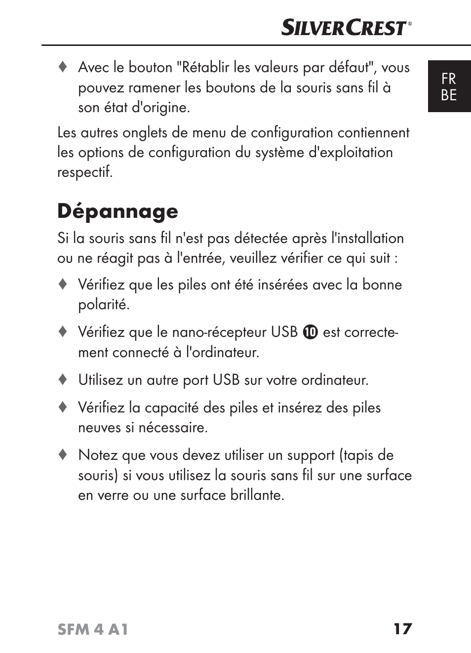 Dépannage | Silvercrest SFM 4 A1 User Manual | Page 21 / 74