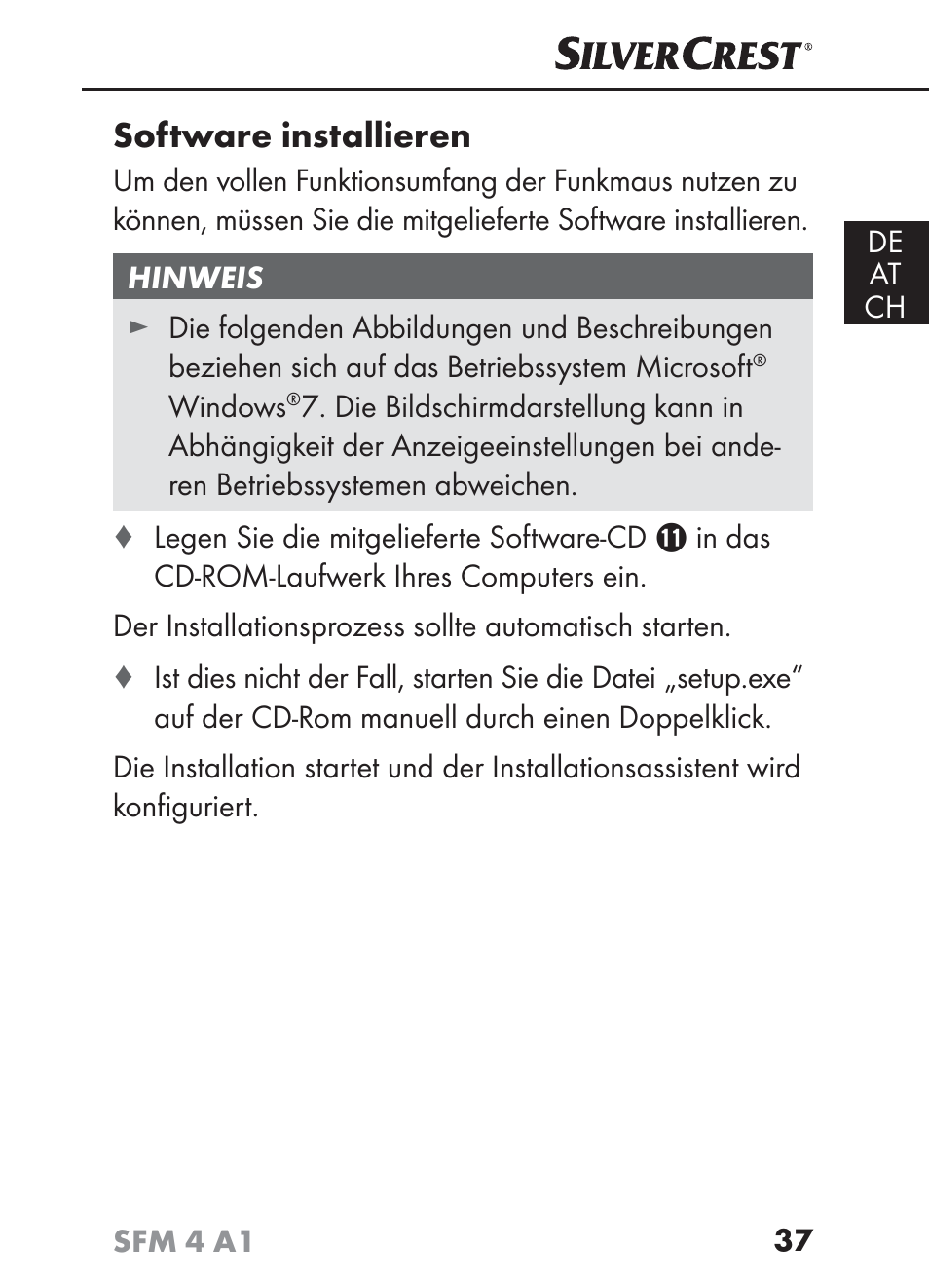Software installieren | Silvercrest SFM 4 A1 User Manual | Page 41 / 74