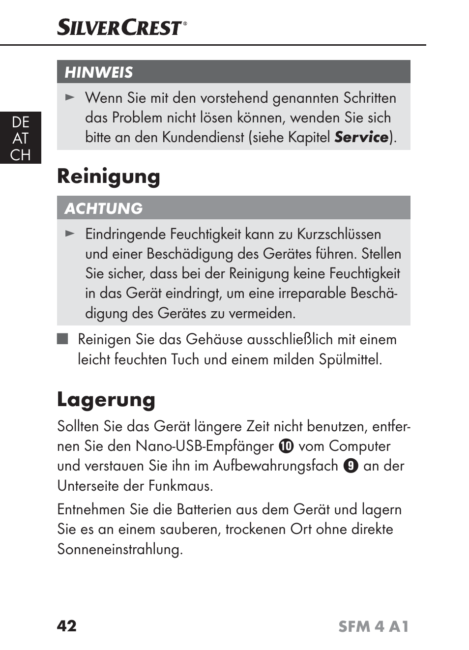 Reinigung, Lagerung | Silvercrest SFM 4 A1 User Manual | Page 46 / 74