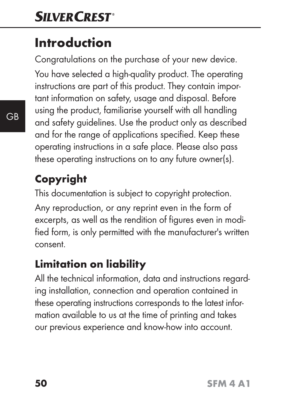 Introduction | Silvercrest SFM 4 A1 User Manual | Page 54 / 74