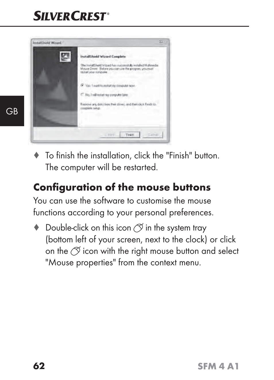 Conﬁ guration of the mouse buttons | Silvercrest SFM 4 A1 User Manual | Page 66 / 74