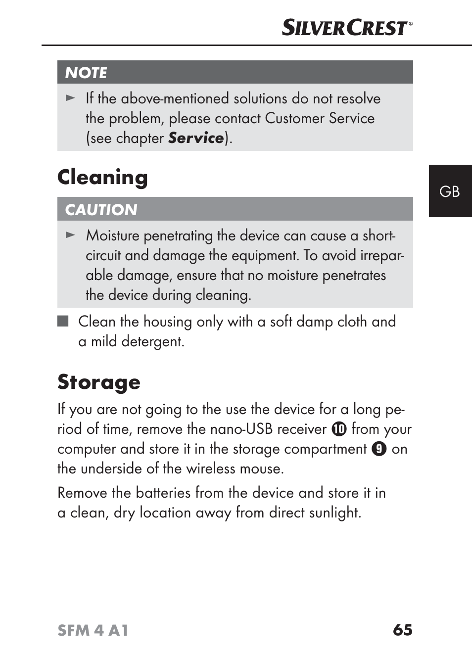 Cleaning, Storage | Silvercrest SFM 4 A1 User Manual | Page 69 / 74