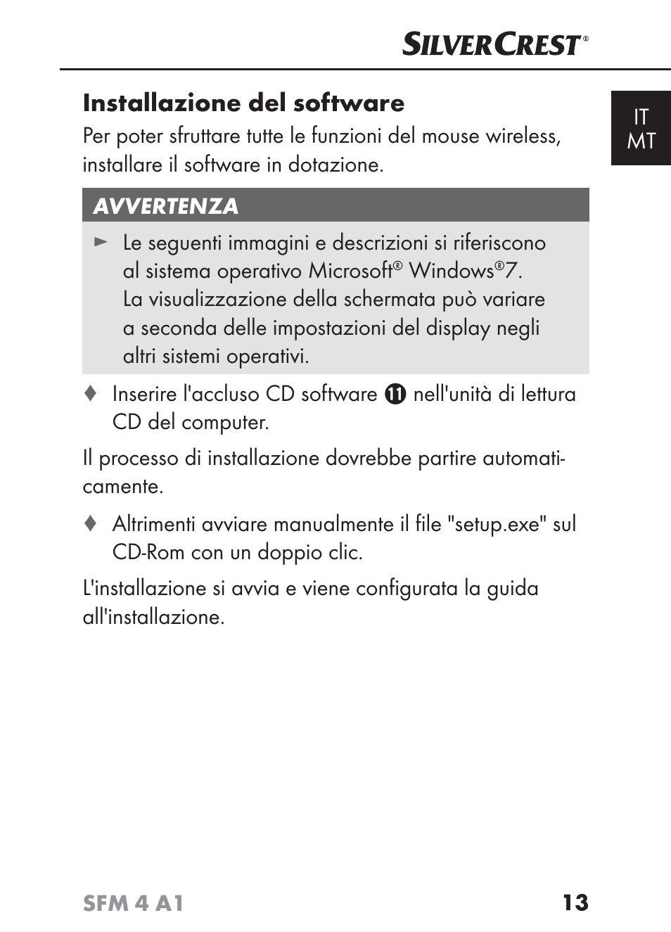 Installazione del software | Silvercrest SFM 4 A1 User Manual | Page 16 / 97