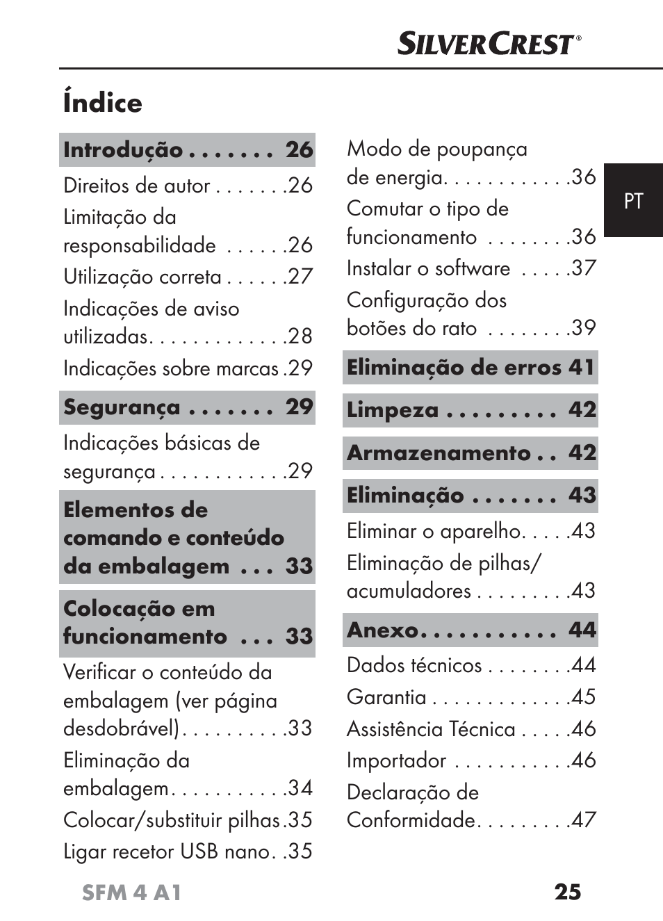 Índice | Silvercrest SFM 4 A1 User Manual | Page 28 / 97