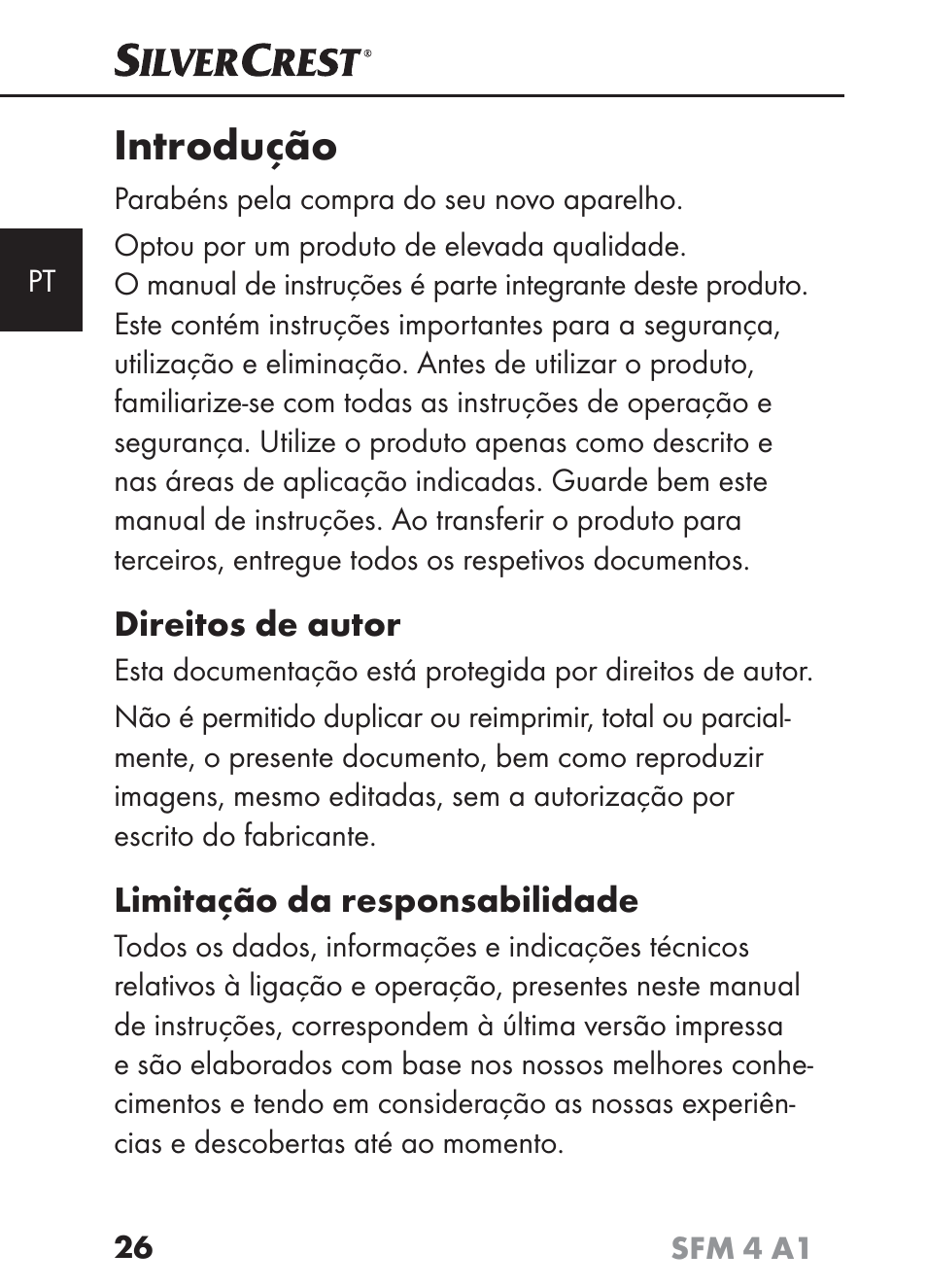 Introdução | Silvercrest SFM 4 A1 User Manual | Page 29 / 97