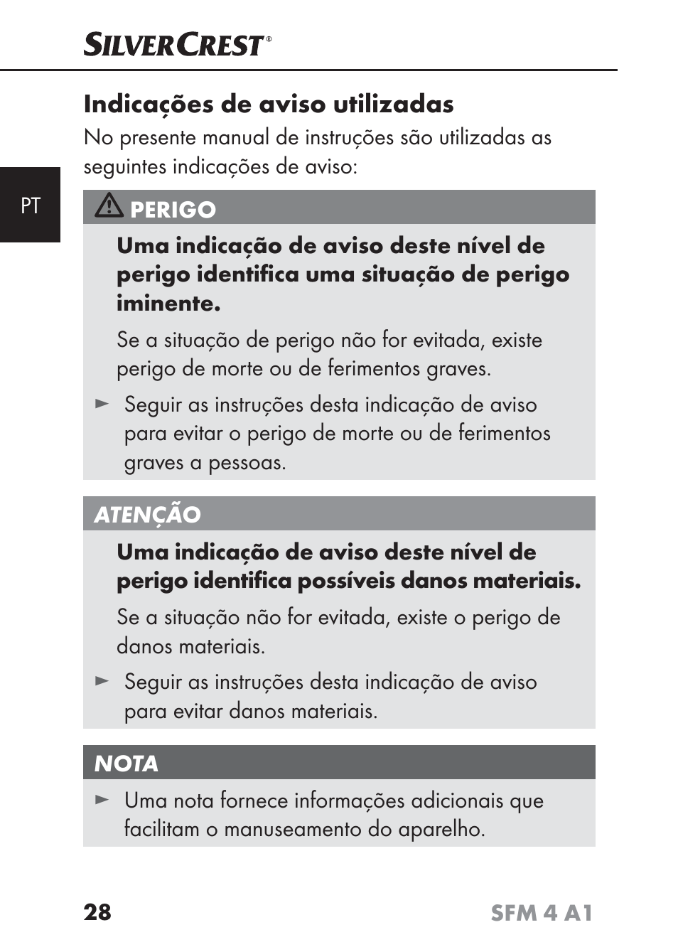 Indicações de aviso utilizadas | Silvercrest SFM 4 A1 User Manual | Page 31 / 97
