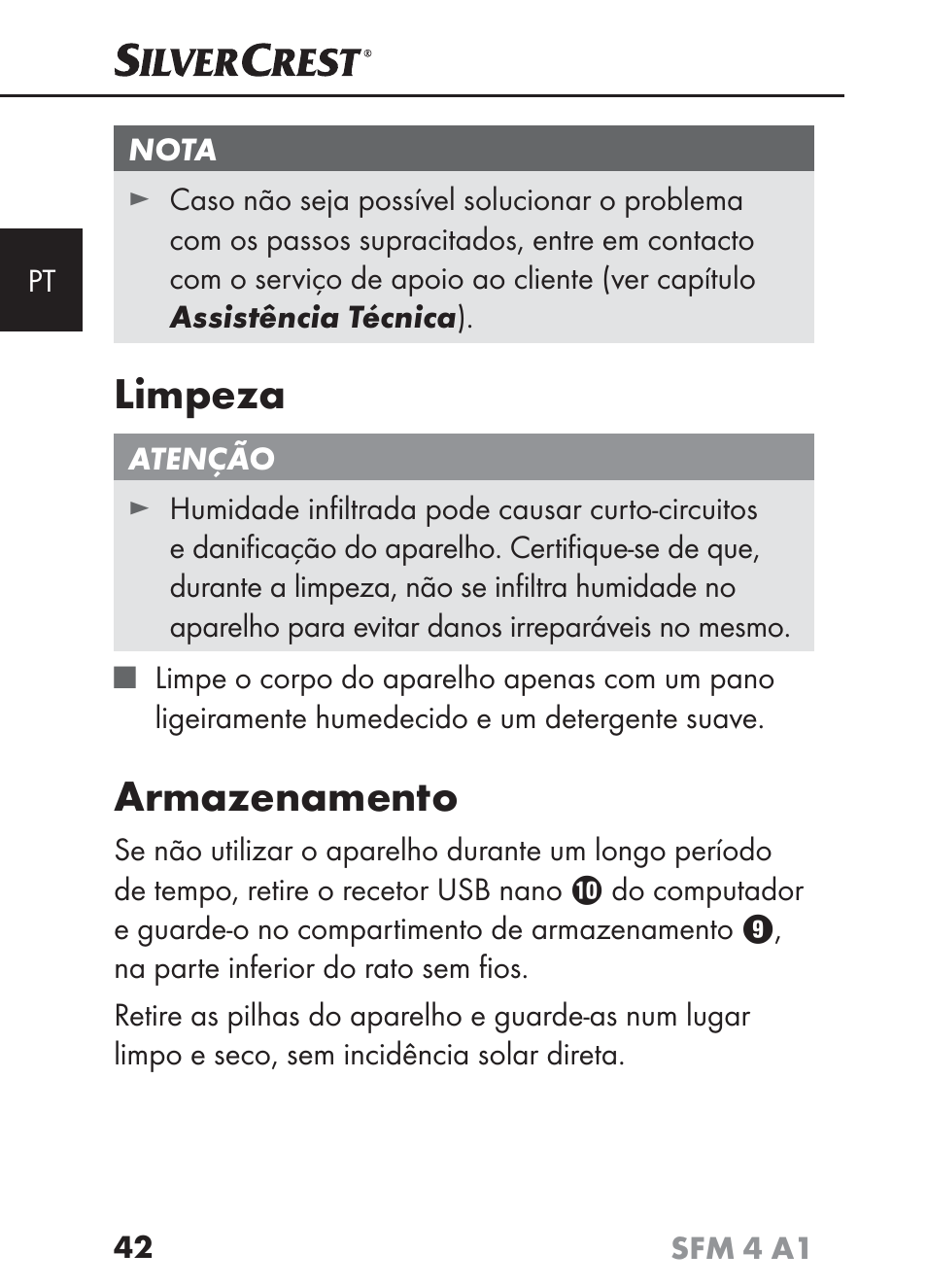 Limpeza, Armazenamento | Silvercrest SFM 4 A1 User Manual | Page 45 / 97