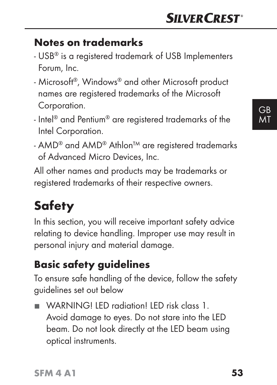 Safety, Basic safety guidelines | Silvercrest SFM 4 A1 User Manual | Page 56 / 97