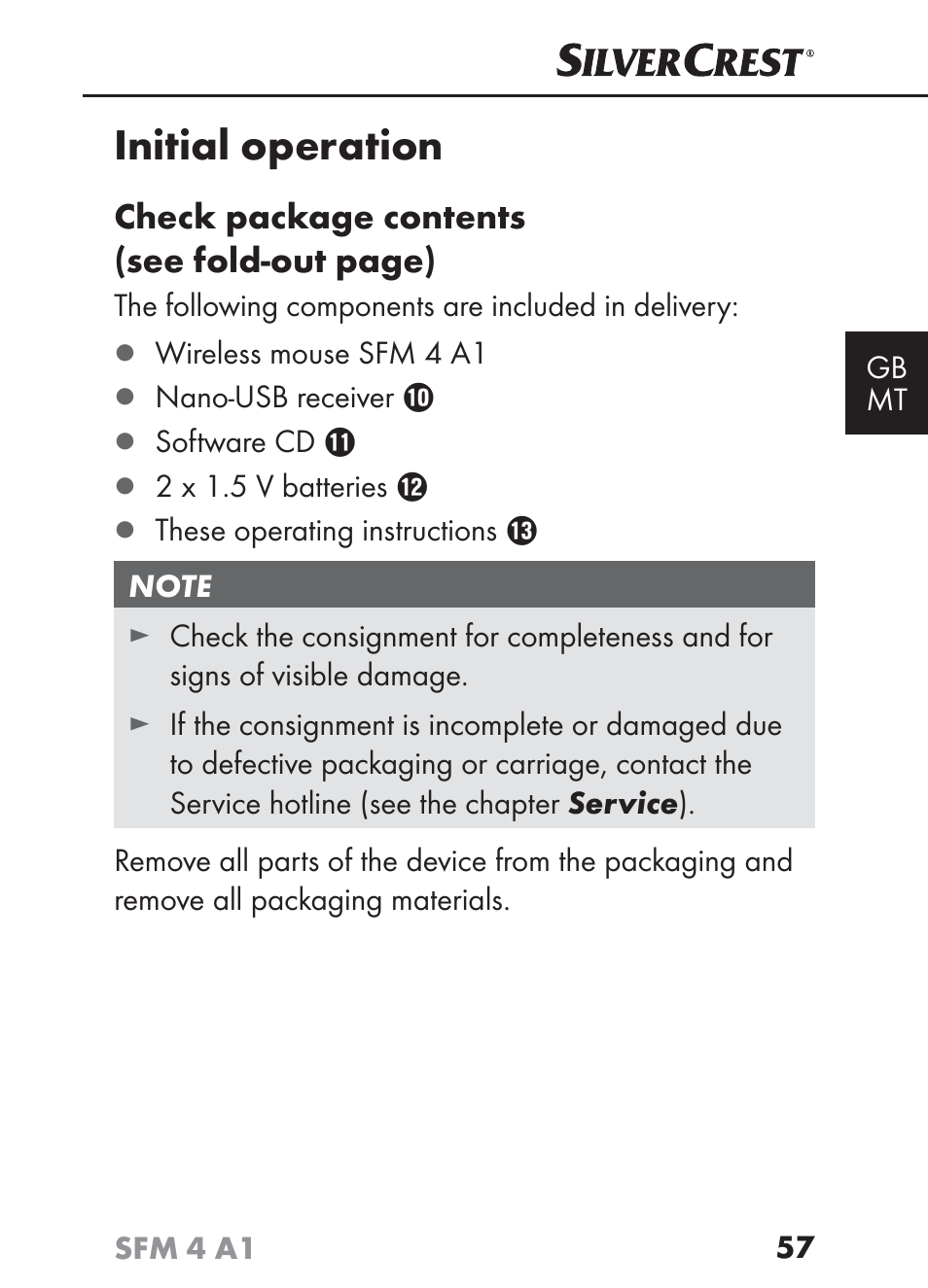Initial operation | Silvercrest SFM 4 A1 User Manual | Page 60 / 97