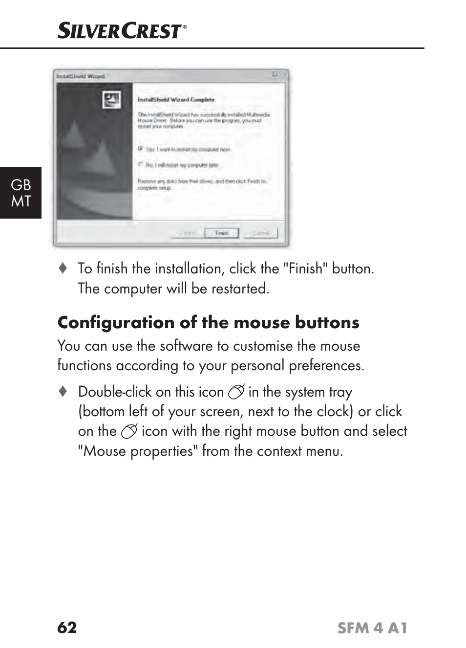 Conﬁ guration of the mouse buttons | Silvercrest SFM 4 A1 User Manual | Page 65 / 97