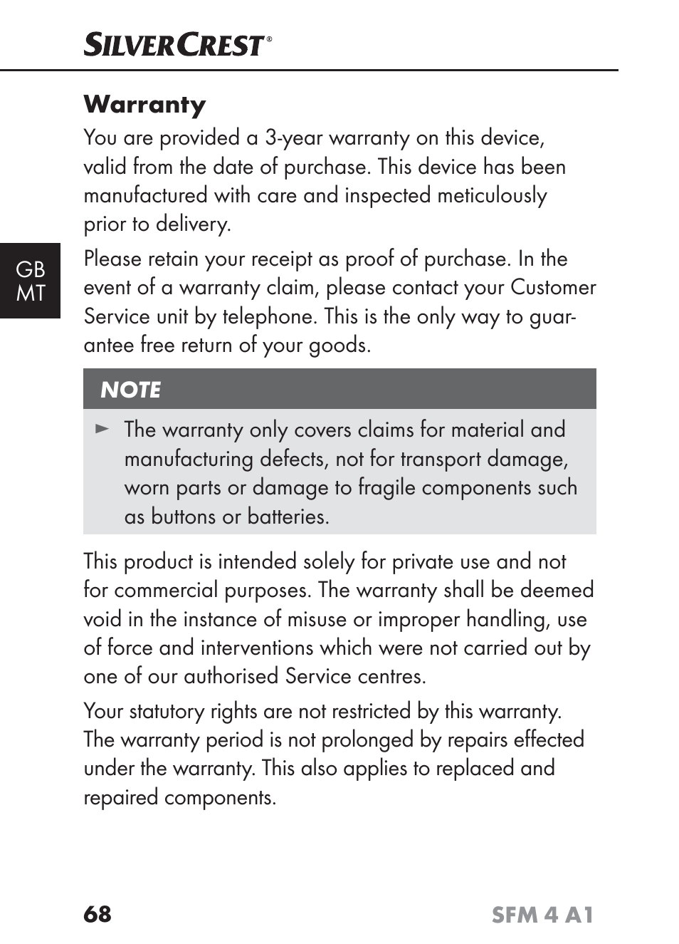 Warranty | Silvercrest SFM 4 A1 User Manual | Page 71 / 97